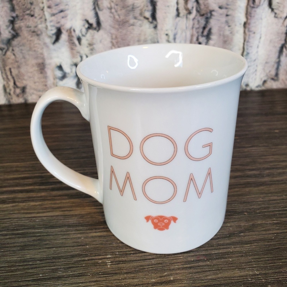 Fringe Studio DOG MOM Coffee Mug 11 oz, Peach - Letters, Dog‎ Face Logo EUC